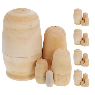 WRITWAA 5 Sets Nesting Dolls: DIY Unpainted Russian Nesting Dolls 5-Layer Blank Wooden Matryoshka Kit for Painting - DIY Holiday Present & Home Decoration