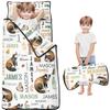 Personalized Monogram Toddler Nap Mat for Boys Girls with Name Custom Sleeping Bag with Blanket & Pillow, Soft Roll Up Nap Mat for Preschool, Daycare & Kindergarten view 1