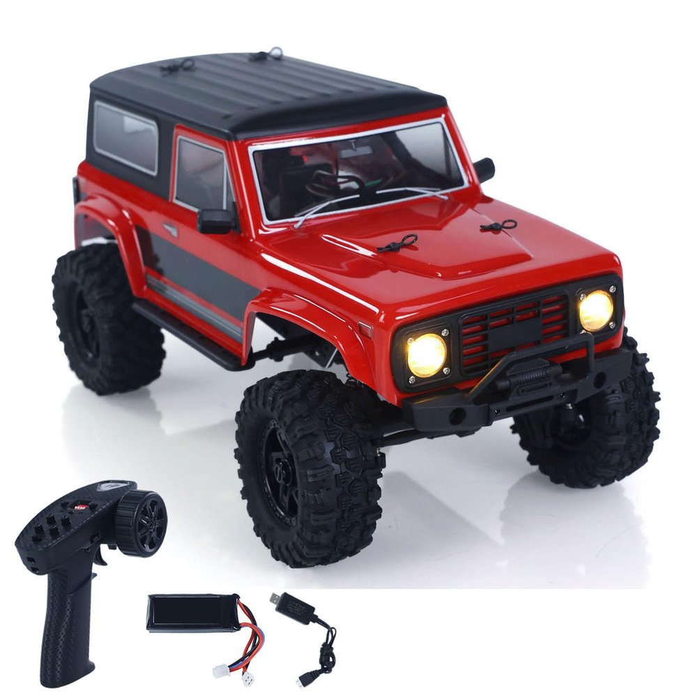 wheelfun 4WD RC Rock Crawler Car Rushmore CR18P V3 1/18 2.4Ghz Crawler RTR Vehicle Brushless Motor ESC Lights USB Charger Hobby Grade Model for Adult(Red)