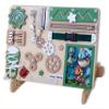Sensory busy board for 1 2 3 year old, dino montessori toy, magnetic toddler activity board, dinosaur baby gift, small busyboard with or without a stand (With a stand) view 1