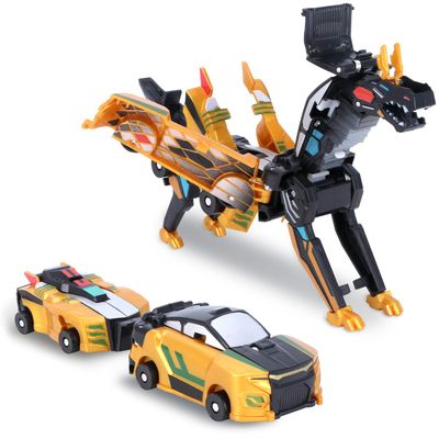 Hjhyqex 2-in-1 Transformation Dinosaur Car Toy - Magnetic Collision Robot Cars for Kids | Exciting Transforming Play for Boys & Girls | Ideal Birthday (Golden Dragon)