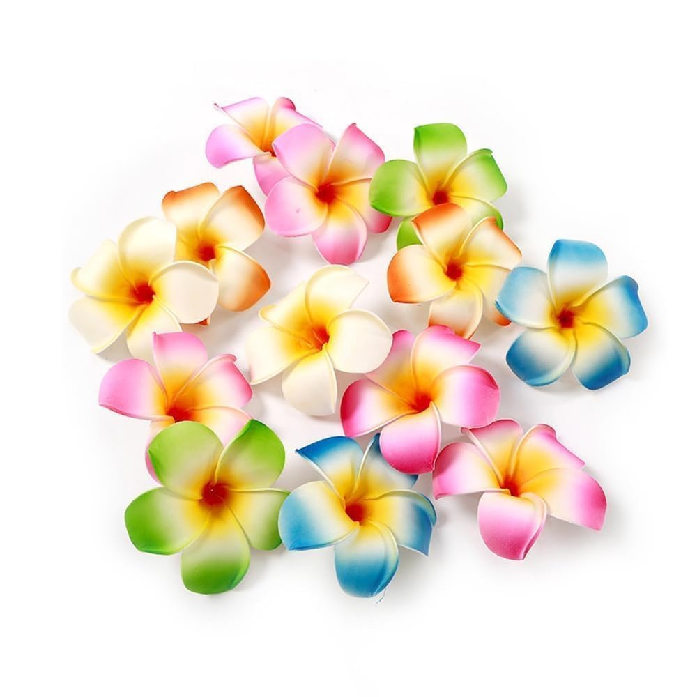 12 Pcs Colorful Hawaii Plumeria Flower Clips Hawaiian Flower Hair Barrettes Beach Party Hair Clips Artificial Tropical Hairpins for Wedding