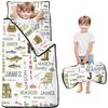 Personalized Monogram Toddler Nap Mat for Boys Girls with Name Custom Sleeping Bag with Blanket & Pillow, Soft Roll Up Nap Mat for Preschool, Daycare & Kindergarten view 1