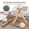 48 PCS Mini Baseball Bats Mini Foam Sports Balls, 7.9 in Small Wooden Baseball Bats, 2 in Foam Baseball Balls, DIY Paintable Wood Bat for Baseball Party Supplies Sports Theme Decoration (48PCS) view 2