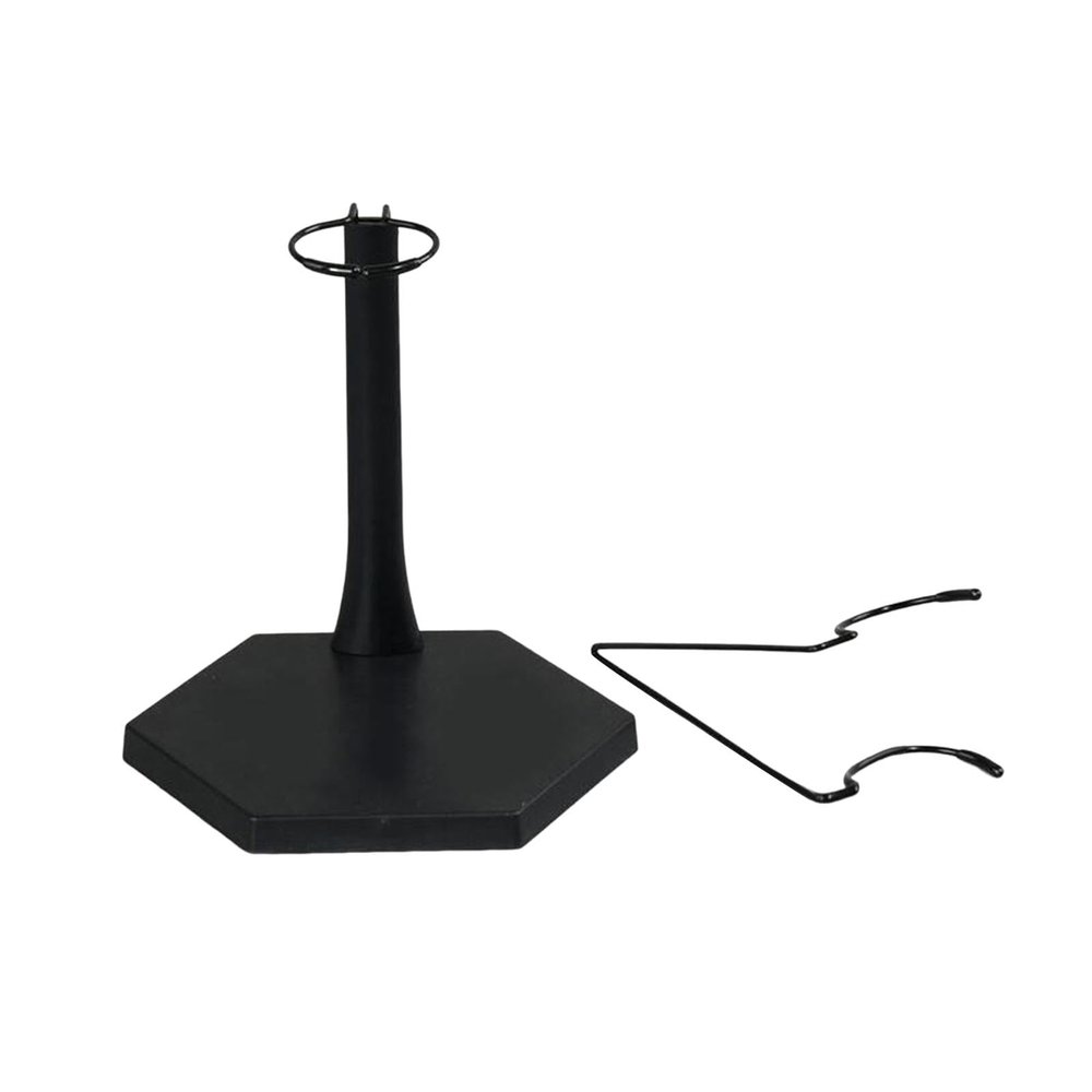 1/6 Scale Model Stand Round Base Holder Doll Accessories Doll Display Holder Figure Display Stand for 12in Action Figure, Black and Hexagon