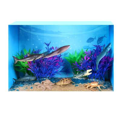 23 Pcs Ocean Diorama Kit Under the Sea Animal Figure Toys Realistic Ocean Animal Figurines Toy Including Shark, Whale, Corals Artificial Coral Seagrass with a Gift Box for Birthday Party Decorations