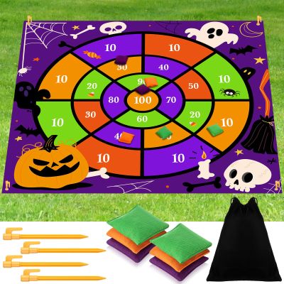Arrowbash Giant Halloween Bean Bag Toss Game 4.9ft Large Festival Outdoor Lawn Yard Camping Field Day Games for Family Backyard Halloween Fall Thanksgiving Day Party Gift