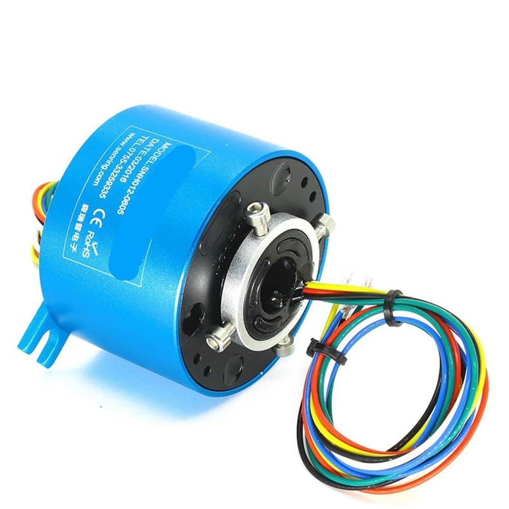 1pc Small Through Hole Slip Ring 12.7mm Bore Size 2/3/4/6 Wires 2A/5A/10A Precious Metal Contacts for Light Duty OD56mm(12.7X56mm 6CH 10A)