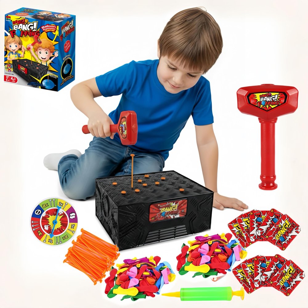 AALFA Balloon Popping Game Balloon Popping Game with 200 Balloons & 50 Spikes, STEM Toy for Kids & Adults, Fun for Family Party, Classroom, Holiday