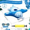 HyDren 2 Set Christmas Hanging Elf Ride Inflatable Airplane with Cotton Rope and Pump Easy to Install Elf Arrival Balloon Accessories Ideals Decorations (Blue and White) view 2