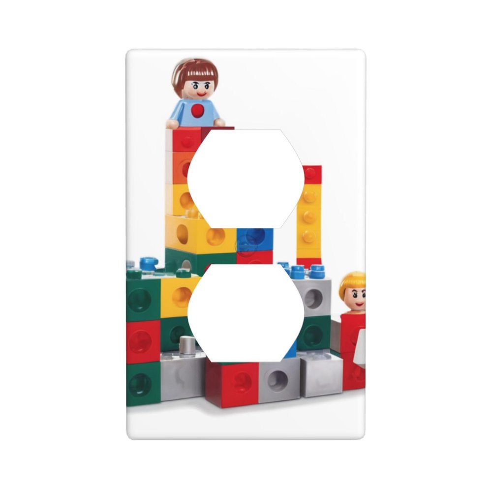 Wall Plate 4.5x2.76in WHJSHOP Building Block Toys Pattern Durable PC Material, Heat & Fade Resistant, Easy to Clean, Standard Size