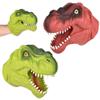 2 Pack Stretchy Dinosaur Hand Puppets - Realistic T-Rex Toys, Green and Red Soft Rubber, Great for Kids Ages 3+, Storytelling, Dino Puppet Party Favors, Classroom, Bath Time, Indoor & Outdoor view 1