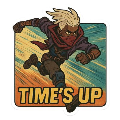 Arcane Ekko Firelight Gear Motion-Blur Comic Panel Style Sticker (2.75" x 3.25")