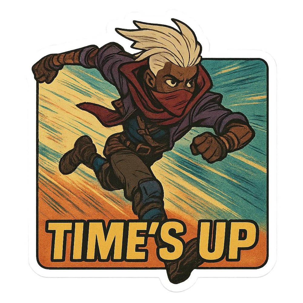 Arcane Ekko Firelight Gear Motion-Blur Comic Panel Style Sticker (2.75" x 3.25")