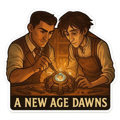 Arcane Jayce and Viktor Arcane Hextech Workshop Glow Sticker (3.25" x 3")