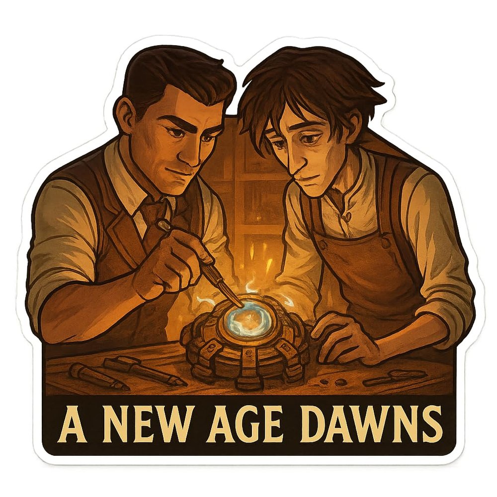 Arcane Jayce and Viktor Arcane Hextech Workshop Glow Sticker (3.25" x 3")