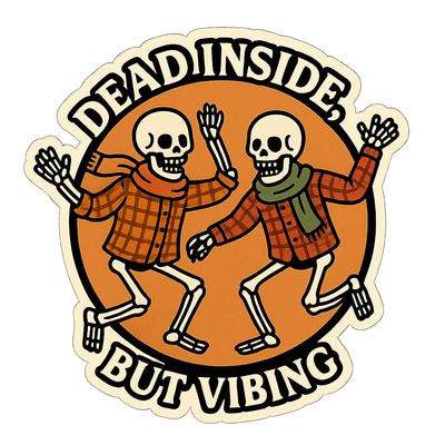 Dancing Skeletons in Flannel and Scarves Sticker (3" x 3")