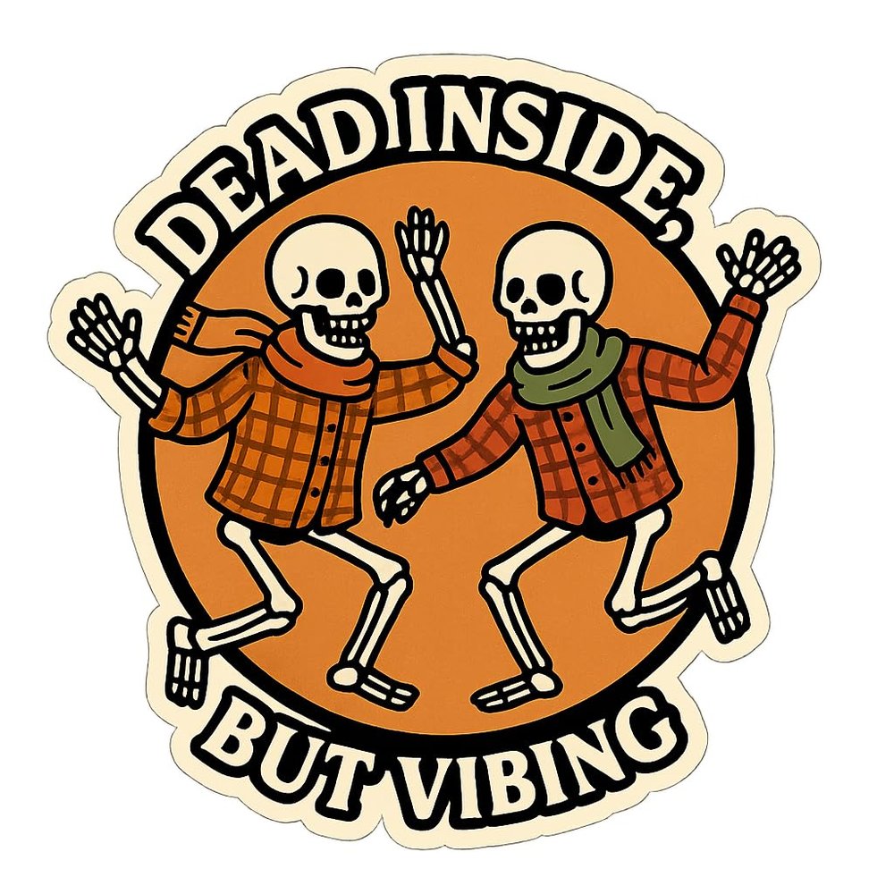 Dancing Skeletons in Flannel and Scarves Sticker (3" x 3")