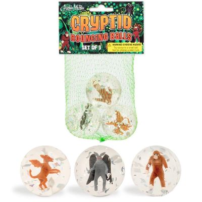 Archie McPhee Cryptid Rubber/Vinyl Bouncing Balls - Set of 3 (Bigfoot, Mothman, Jersey Devil)