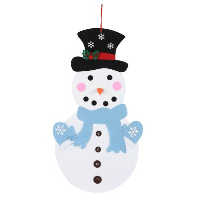 Aoaoy DIY Detachable Felt Christmas Snowman Game Set, Xmas Wall Hanging Decor, Christmas Ornament Snowman Pendant (Blue Scarf Snowman)