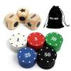 Bilywey Left Right Center Dice Game Set with 3Pcs 1Inch Wood Dices + 50pcs Colorful Poker Chips (Wood Set) view 1