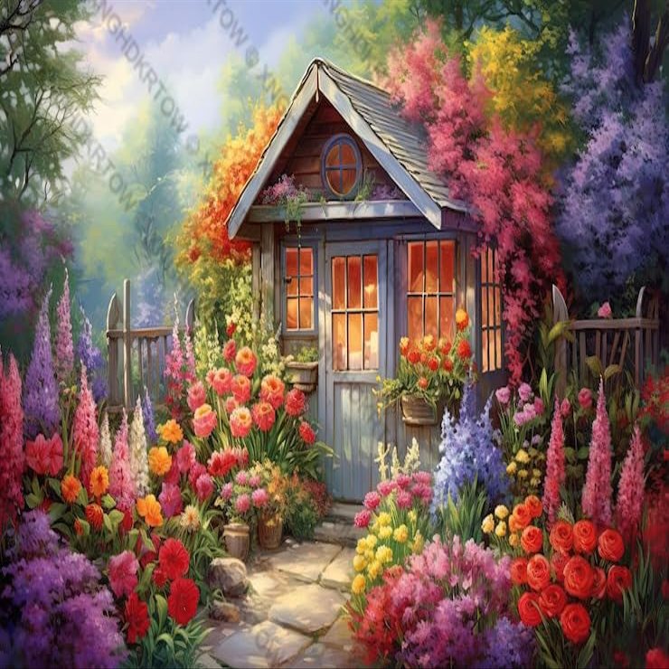 Jigsaw Puzzles 1000 Pieces for Adults Garden Shed with Flowers in It The Style of Bright Hues Puzzle Gifts Women Mom Grandmother Birthday Christmas Valentines and Up