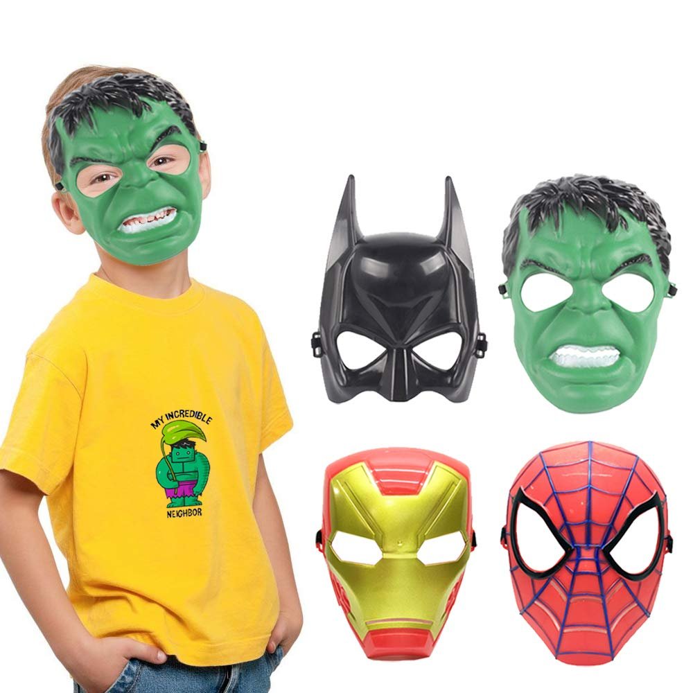 Avazera Superhero mask for KidsSuper hero Costumes Children's Birthday Parties,Boy Toys Gifts for Halloween Cosplay Parties (Superhero 4-PCS)