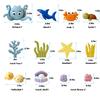 12PCS Ocean Underwater World Cake Decorations,Ocean Animals Cute Octopus, Shark & Crab Figurines for Birthday Cake Toppers (BLUE) view 2