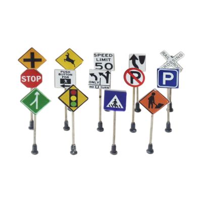 14x Mini Traffic Sign Models Playset Toys for Boys Girls