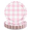 50Pcs Pink Gingham Paper Plates 9Inch Heavy Duty Pink White Scalloped Plaid Disposable Dessert Plates Checkered Party Decorations for Kids Baby Shower BBQ Birthday Bride Wedding Party Supplies view 1