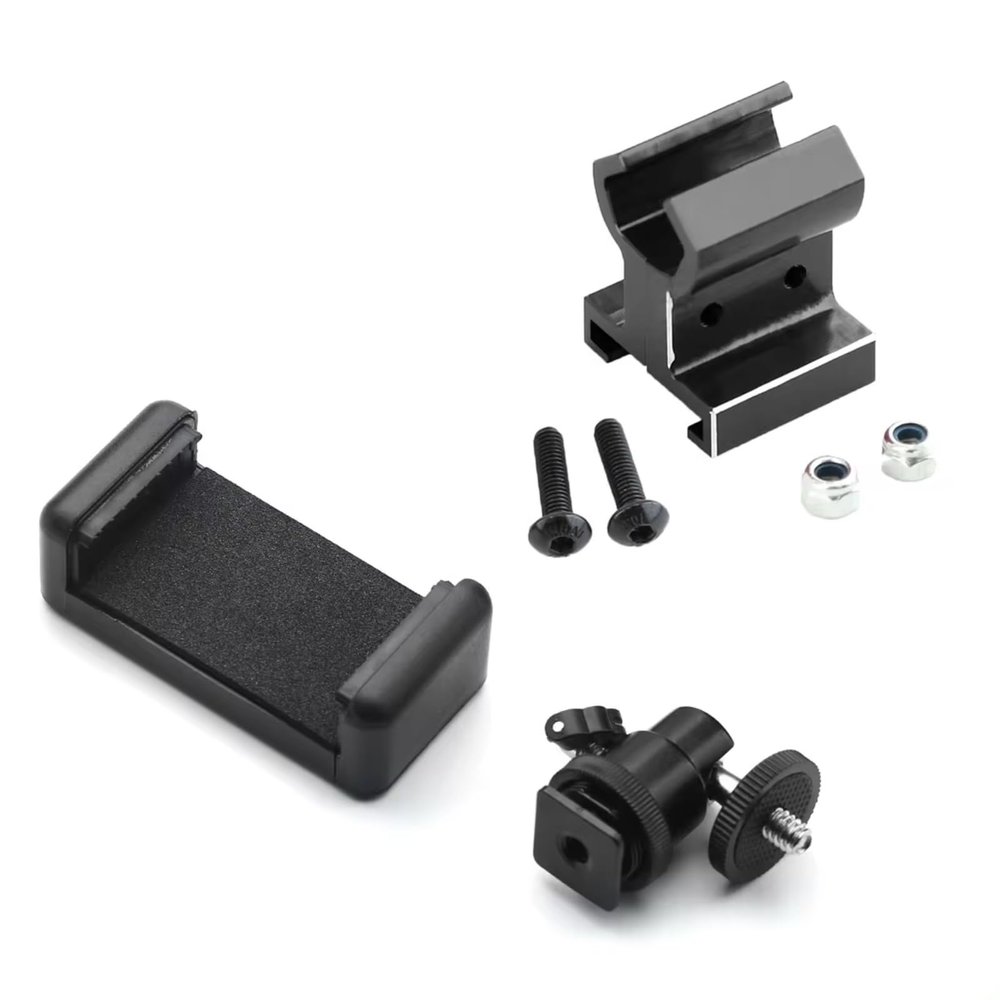 tctrbvv for Traxxas for TRX4 for TRX6 for E-Revo for Slash for Rustler T-Maxx for E-Maxx Metal TQi Transmitter Phone Mount Holder RC Car Upgrade Parts RC Car Parts(Black)