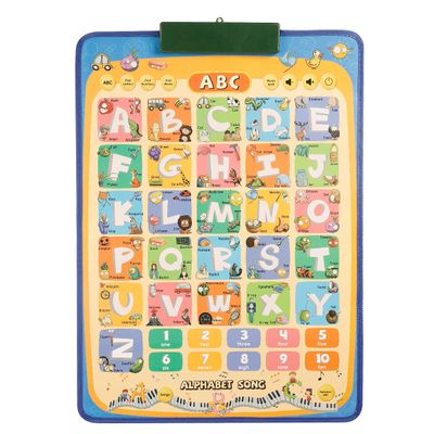 Interactive ABC Learning Board, Educational Alphabet Chart with Numbers, Colorful Animals Design, Musical Piano Keys, Electronic Teaching Toy for Kids