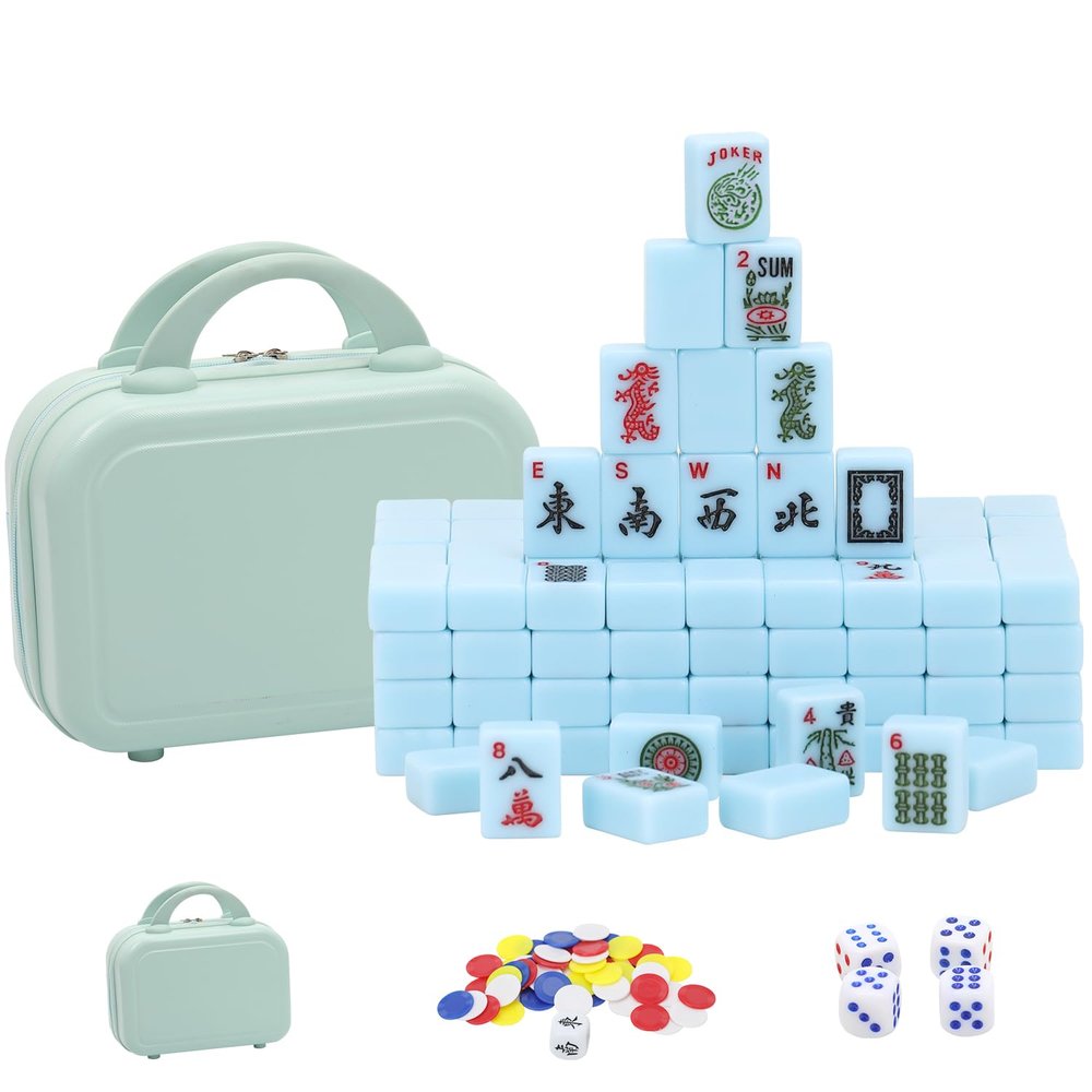 VPH 30mm Aqua Blue American Mahjong Set Small Green Suitcase Set