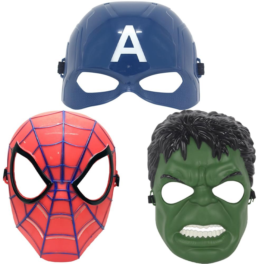 Avazera Superhero mask for KidsSuper hero Costumes Children's Birthday Parties,Boy Toys Gifts for Halloween Cosplay Parties (Superhero 3-PCS)