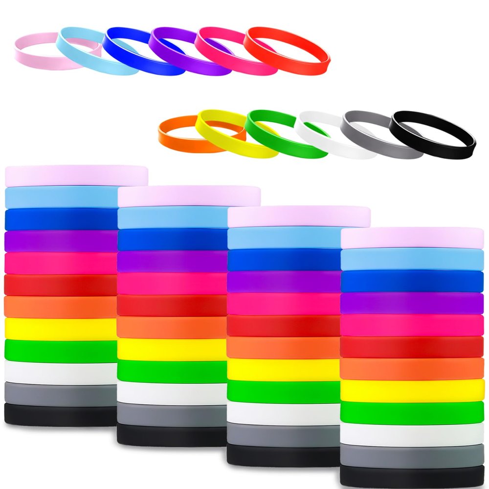 CITYBAN 12PCS Color Silicone Wristbands Blank,Silicone Wristbands rubber bracelets for Women Men Gifts Party Favors
