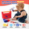 Jollybaby Soft Kid Tool Box Set Toy Inclub Drill Hammer Saw Wrench Screwdriver Screw for Baby, Montessori Preschool Educational Learning Construction Toys for Boy Birthday Gift - RED view 2