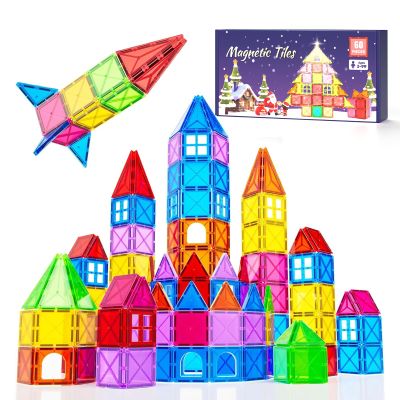 Crenova Magnetic Tiles Mini Travel Toddler Toys, 60PCS Magnetic Building Blocks for Kids Toys & Games, Educational Toy for Preschool Learning Activities for Ages 3+ Boys Girls 2025 for Kid Toy