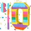 Adecortalk Rainbow Number 0 Pinata Birthday Decorations for Kids, Rainbow Pinata with Bat Stick Blindfold for Boys Girls Birthday Celebrations Baby Shower Party Supplies (16.1x10.6x2.9 Inches) view 1