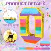 Adecortalk Rainbow Number 0 Pinata Birthday Decorations for Kids, Rainbow Pinata with Bat Stick Blindfold for Boys Girls Birthday Celebrations Baby Shower Party Supplies (16.1x10.6x2.9 Inches) view 3