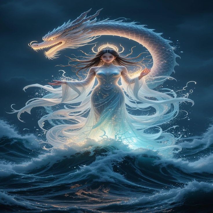 1000pcs Blue Dragon & Maiden Puzzle - Mythical Fantasy Art Unique Birthday Present Suitable for Teenagers and Adults
