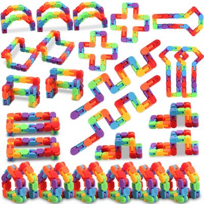 30pcs Wacky Track Fidget Toys Bulk for Kids: Snap and Click Sensory Puzzle, Goodie Bag, Treasure Box Prizes, Birthday Gifts, Stocking Stuffers, Classroom Reward for Student, Teen, Rainbow Party Favors