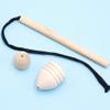 Wooden Spinnings for Kids Wood Trompos Toys Chinese Traditional Wood Spins Tops Toys with Whip view 2