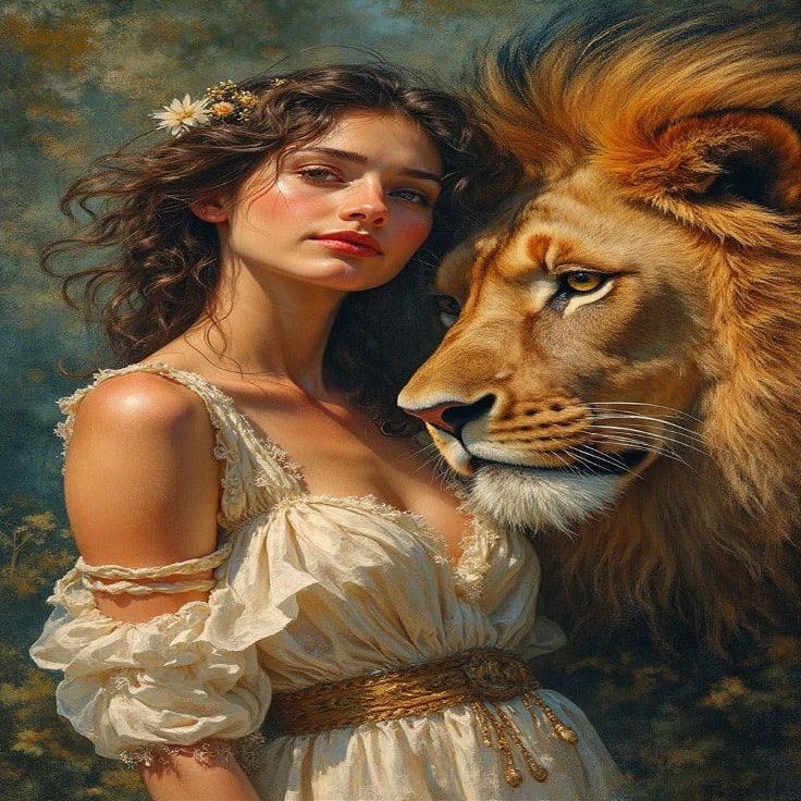 1000pcs Woman and Lion Puzzle: Graceful Lady and Majestic Feline Challenging Puzzle,Home Interactive Game