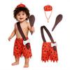 3 Pcs Baby Boys Caveman Costume Primitive BAMM BAMM Costume Historical Stone Age Pebbles Outfit Halloween Family Costumes-L Orange view 1