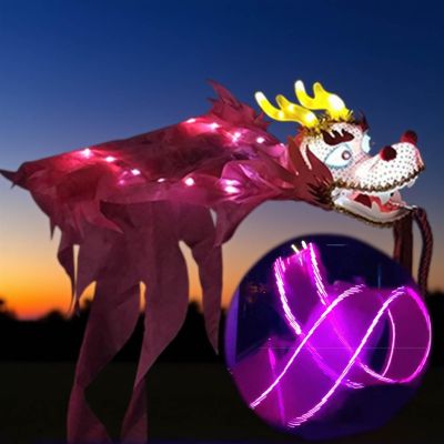 EXCLURA Dragon Poi Light Up Dragon Poi Ribbon for Night Performance, Glowing Shaking Streamer Poi Combo, LED Flinging Wu Long Stage Prop for Beginner Elderly(6m (20ft))