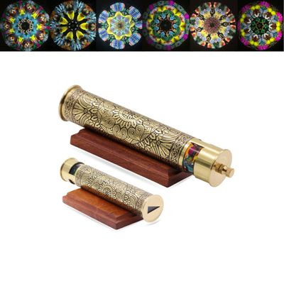 ROORKEE INSTRUMENTS (INDIA) A NAUTICAL REPRODUCTION HOUSE Handmade Gaint Star Mandala Brass Kaleidoscope with Display Stand