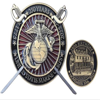 2025 NCO Sword Marine Corps Challenge Coin for 250th Anniversary 2 inch Solid Brass - USMC Birthday Ball