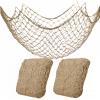 2 Pack Fish Net Decorations for Party,Natural Cotton Hawaiian Party Fishing Net Decorative, Nautical Themed Cotton Fishnet Under The Sea Pirate Ocean Beach Decor view 1