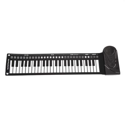 AOWINHIT Portable 49 Keys Electronic Keyboard Rolling Up Piano for Kids Beginners Pink (Black)