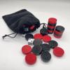 30 Pieces Wooden Backgammon Checkers Replacement Set Checker Board Games Playing Game Chips with 5 Dice Come with Drawstring Storage Pouch (Black&Red 1.06 inch) view 2